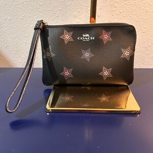 Coach Black Wristlet with Star Pattern